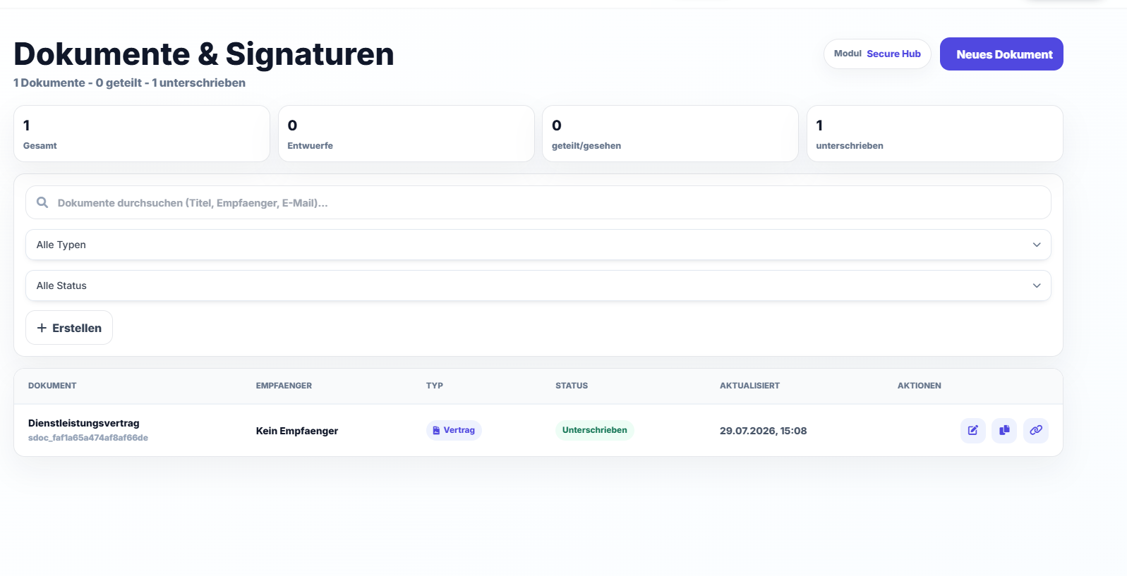 INVOXA Dokumente und Signaturen mit Statusübersicht